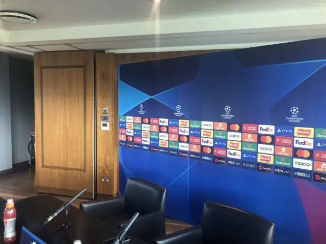 Press conference set-up at Manchester United