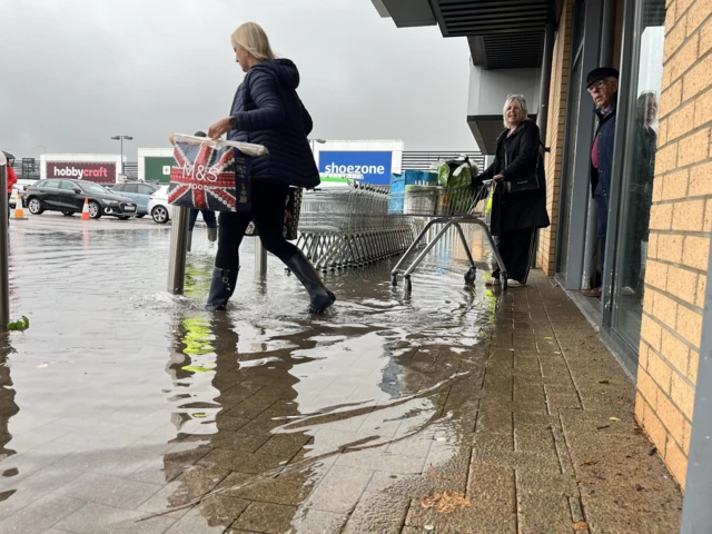 Flooded car park in Martlesham