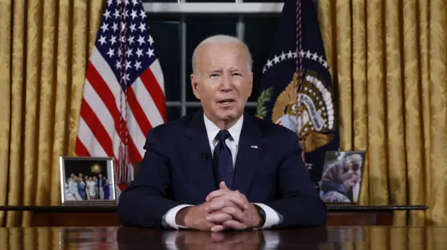 .S. President Joe Biden addresses the nation from the Oval Office of the White House - 19 October 2023