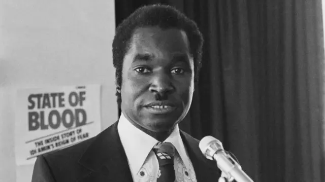 Ugandan politician Henry Kyemba presents his book A State of Blood, London, UK, 13 September 1977