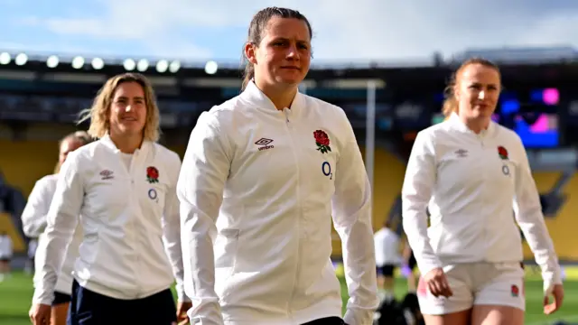 England arrive at the stadium in Wellington