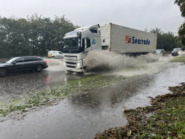 Flooded A12 near Woodbridge