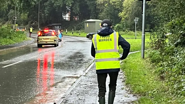 A flood warden in Southwell, Nottinghamshire