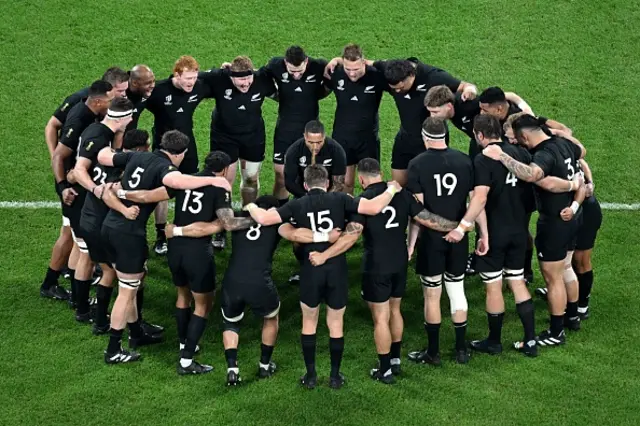 New Zealand's players prepare to perform the haka