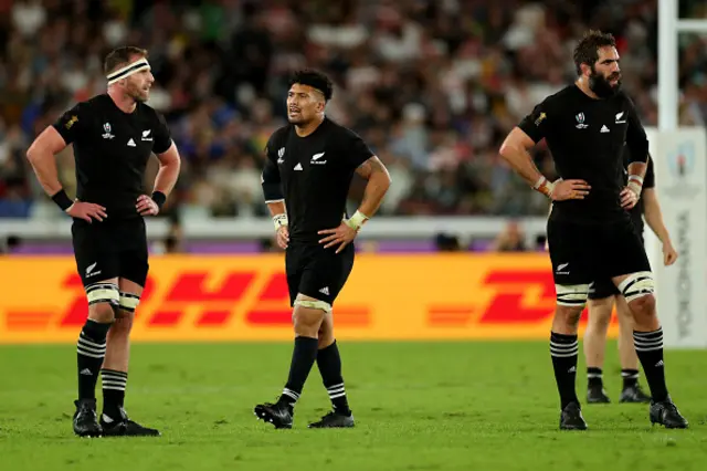 Kieran Read, Ardie Savea and Sam Whitelock pictuted in the 2019 semi-final