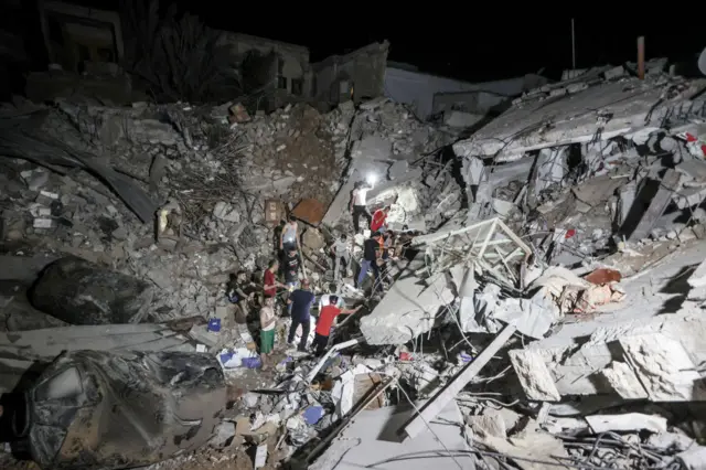 The aftermath of a blast near the Church of Saint Porphyrius in Gaza City