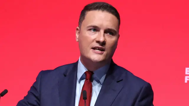 Shadow health secretary Wes Streeting speaking during the Labour Party Conference in Liverpool