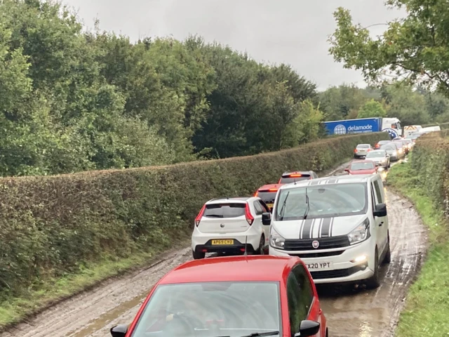 Busy traffic near Honingham in Norfolk