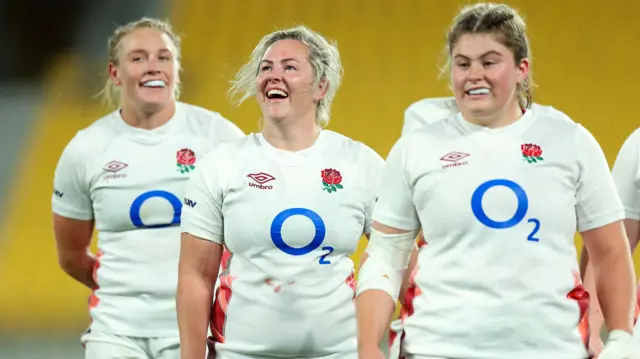 England celebrate a try against Australia