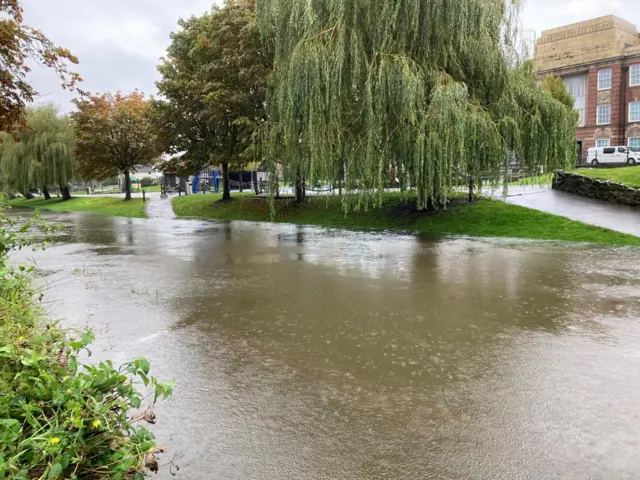 Flooding outside the Stafford Institute, Stafford