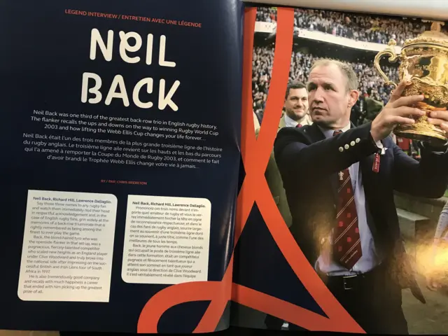 Neil Back and Paul Grayson in the Nz v Arg match programme