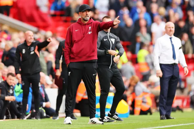 Juergen Klopp, Manager of Liverpool, reacts during the Premier League