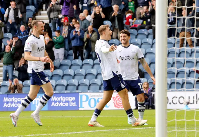 Mads Frokjaer celebrates scoring for Preston