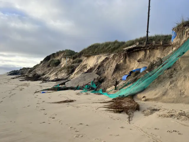 Damage to the cliffs at Hemsby Beach