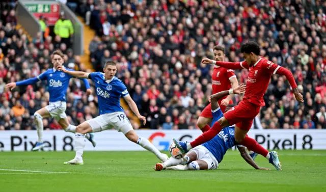 Luis Diaz of Liverpool with the ball