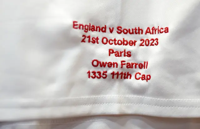 Owen Farrell's match shirt embroidered