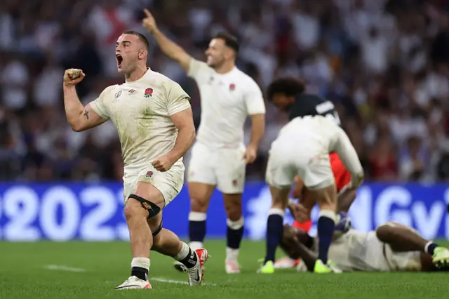 Ben Earl of England celebrates a victory