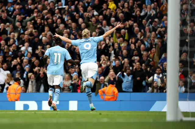 Erling Haaland of Manchester City celebrates