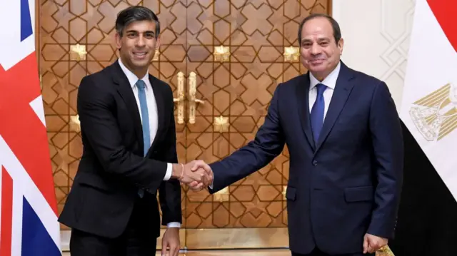 Prime Minister Rishi Sunak meeting Egyptian President Abdul Fattah al-Sisi in Cairo