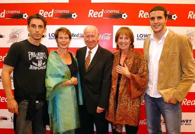 Gary Neville pictured alongside Sir Bobby Charlton in 2003