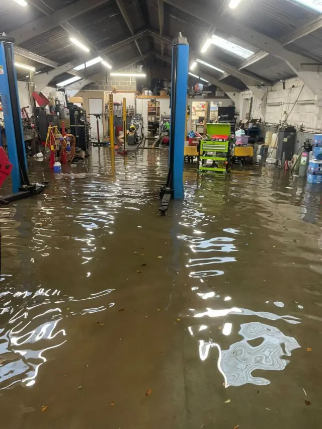 Flooded garage in St Ives