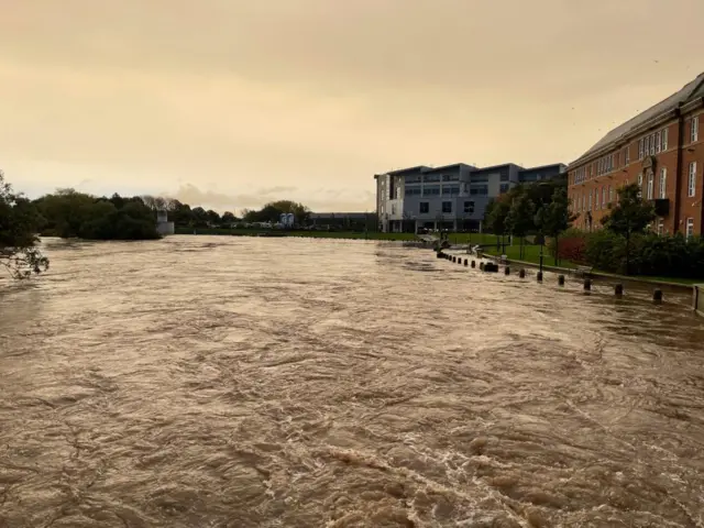 The River Derwent flooded in Derby