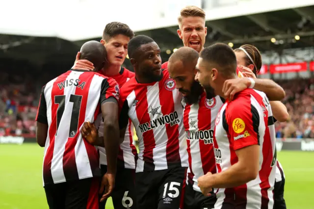 Yoane Wissa of Brentford celebrates