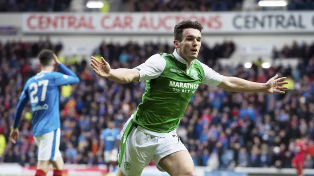 John McGinn was on target when Hibs last won at Ibrox back in February 2018