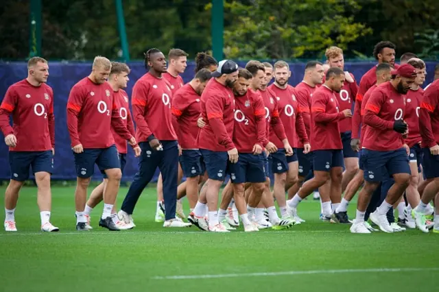 England Rugby team pictured in training