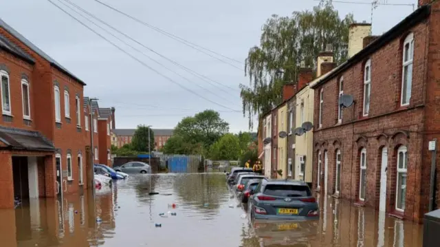 A flooded road in Stapleford