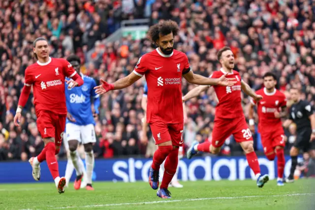 Mohamed Salah of Liverpool celebrates