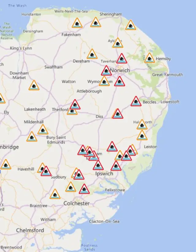 Flood warnings from Environment Agency