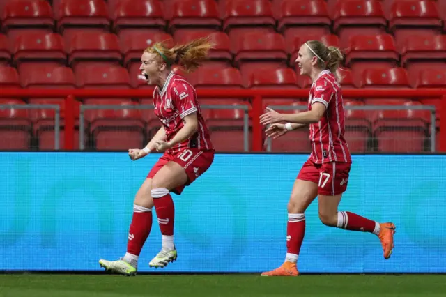 Rachel Furness celebrates