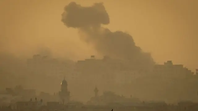 Smoke rises over Gaza city