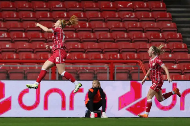 Rachel Furness celebrates