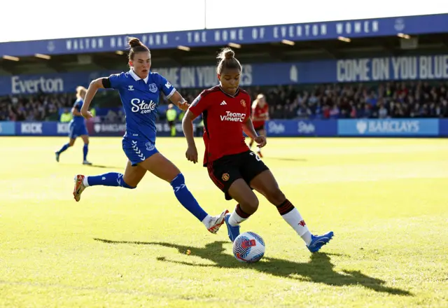 Nikita Parris in action with Katrine Veje