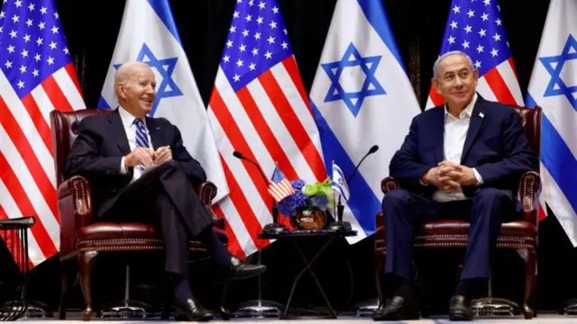 U.S. President Joe Biden meets with Israeli Prime Minister Benjamin Netanyahu and the Israeli war cabinet, as he visits Israel amid the ongoing conflict between Israel and Hamas, in Tel Aviv, Israel, October 18, 2023