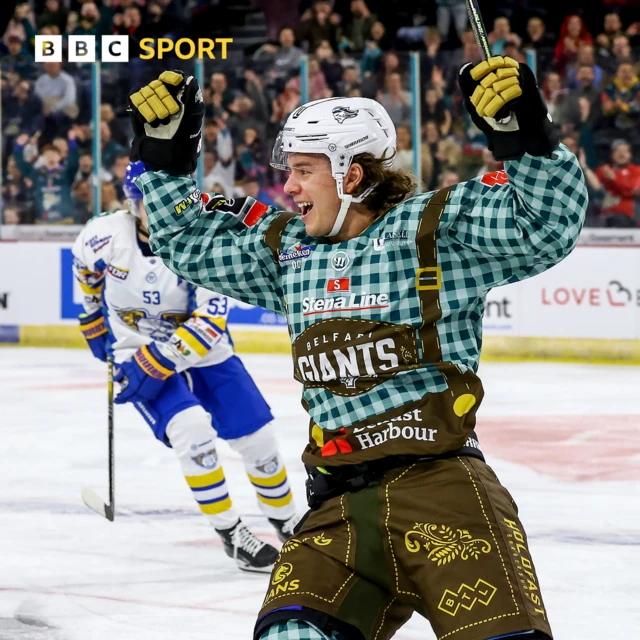 Belfast Giants Matt Mcleod celebrates scoring against the Fife Flyers in the Challenge Cup game