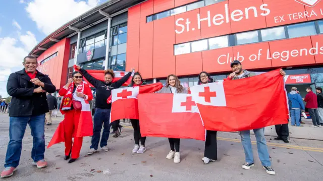 Tonga fans outside stadium