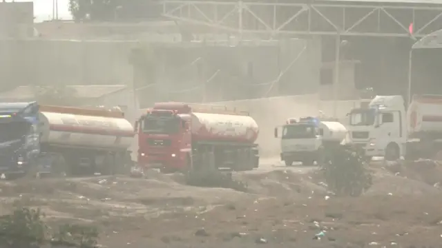 Fuel trucks near the Rafah crossing