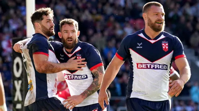 England celebrate a try