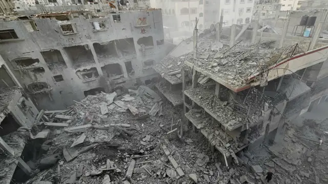 Palestinian homes hollowed-out by Israeli bombardment