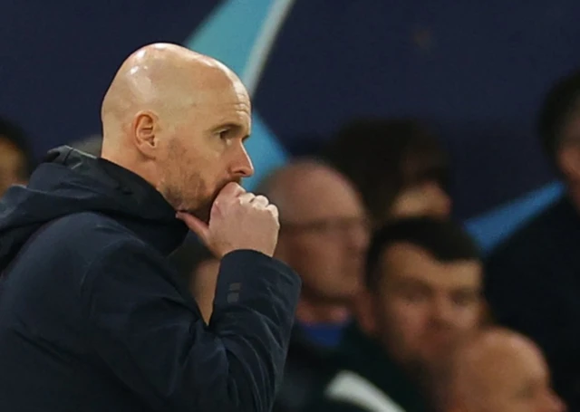 Erik Ten Hag looks on from the touchline