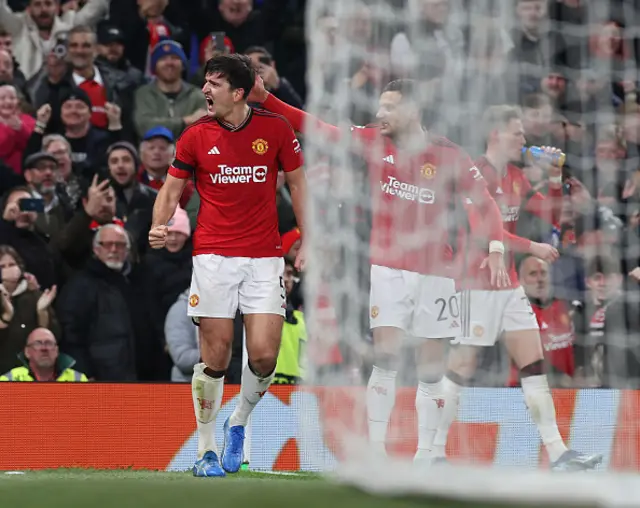 Harry Maguire celebrates after scoring