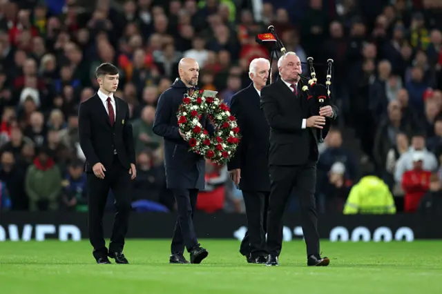 Bag piper at Old Trafford played in memory for Sir Bobby Charlton