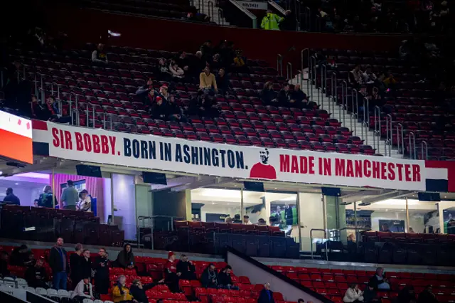 Sir Bobby Charlton sign on the stands