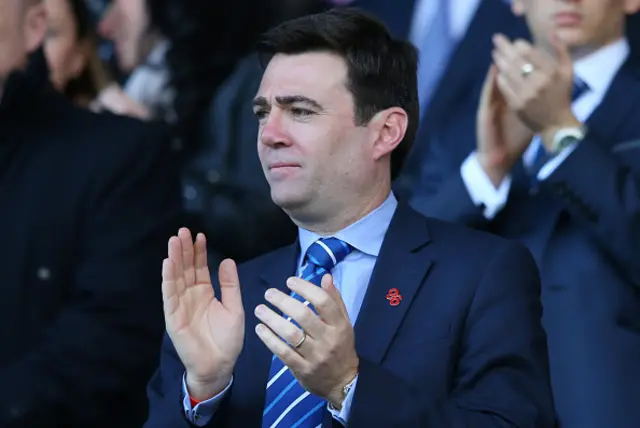 Andy Burnham at Goodison Park supporting Everton