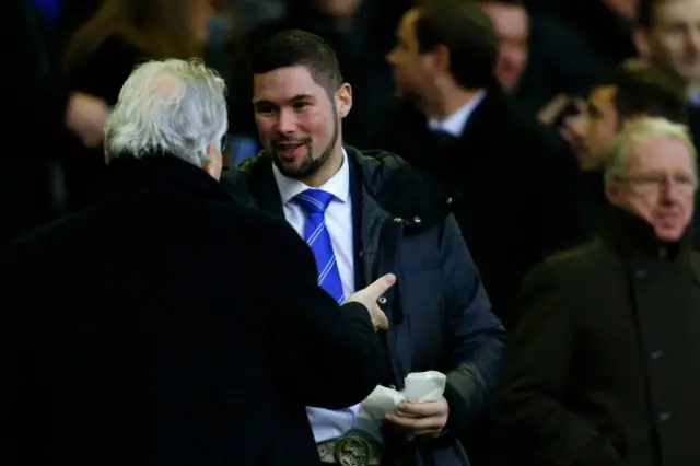 Boxer and Everton fan Tony Bellew is seen in the main stand, BACK OF Bill Kenwright