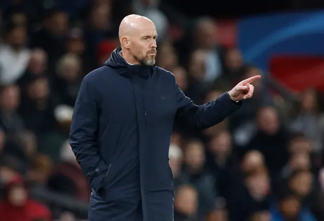 Erik ten Hag, Manager of Manchester United pointing