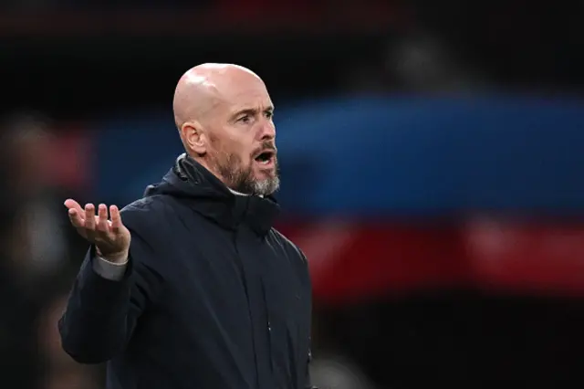 Erik ten Hag reacts during the game